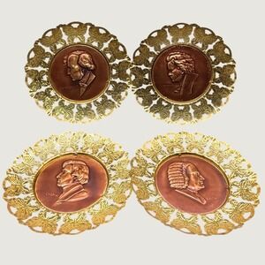 Vintage Composer Wall Hangings Tin Copper Tone Medallion Art Made England 6"